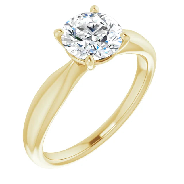 Round Brilliant Yellow Gold Solitaire Moissanite Engagement Ring