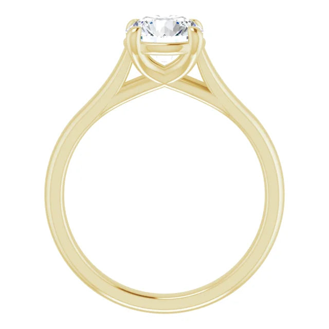 Four Claw Round Brilliant Yellow Gold Solitaire Moissanite Engagement Ring