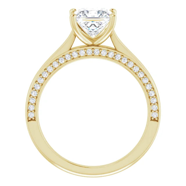 Princess Yellow Gold Solitaire Moissanite Engagement Ring