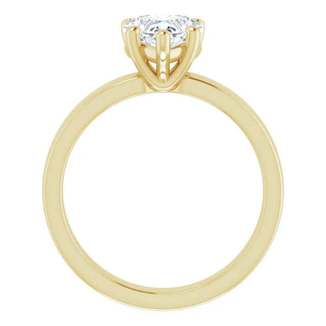 Heart Yellow Gold Wide Band Solitaire Moissanite Engagement Ring