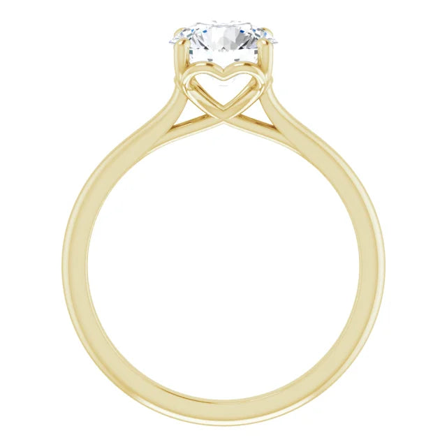 Round Brilliant Yellow Gold Four Claw Solitaire Moissanite Engagement Ring