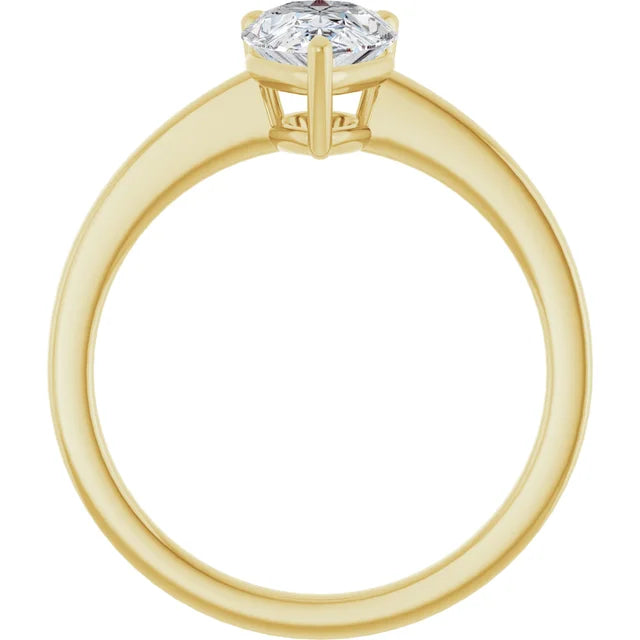 Pear Yellow Gold Solitaire Moissanite Engagement Ring