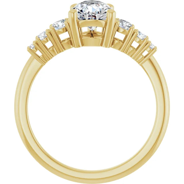 Pear Multi Stone Accent Style Engagement Ring