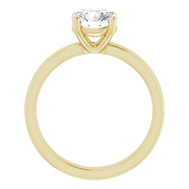 Round Brilliant Yellow Gold Wide Band Solitaire Moissanite Engagement Ring