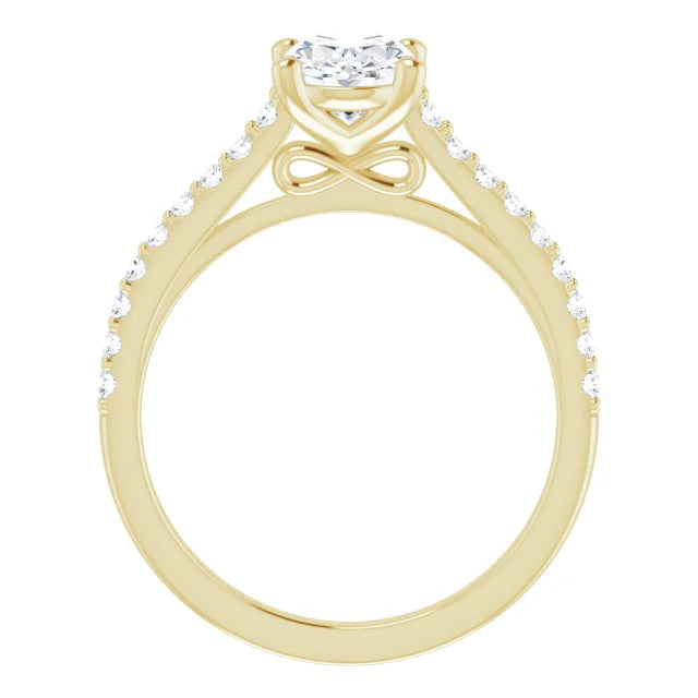 Oval Yellow Gold Pave Style Moissanite Engagement Ring
