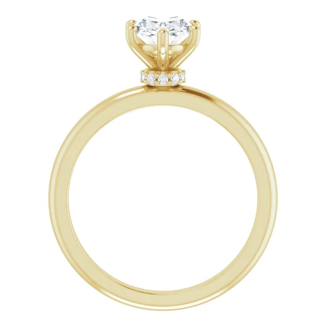 Oval Yellow Gold Solitaire Moissanite Engagement Ring