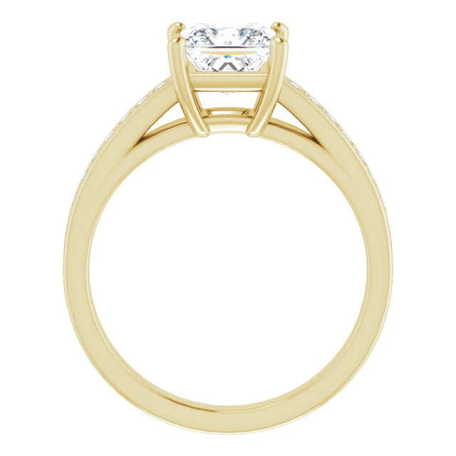 Princess Yellow Gold Claw Set Style Moissanite Engagement Ring