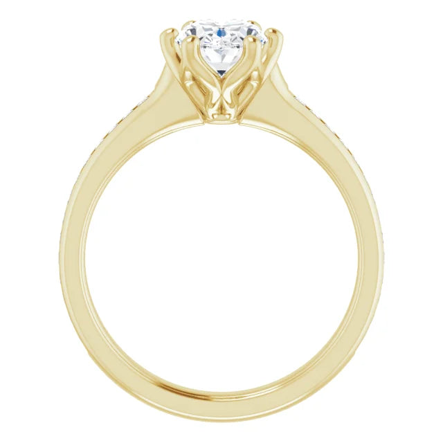 Oval Six Claw Channel Set Style Engagement Ring