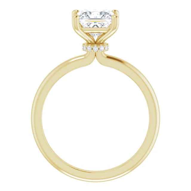 Princess Yellow Gold Solitaire Moissanite Engagement Ring