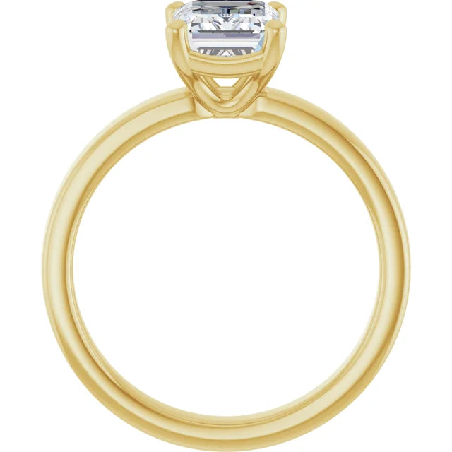 Emerald Wide Band Solitaire Engagement Ring