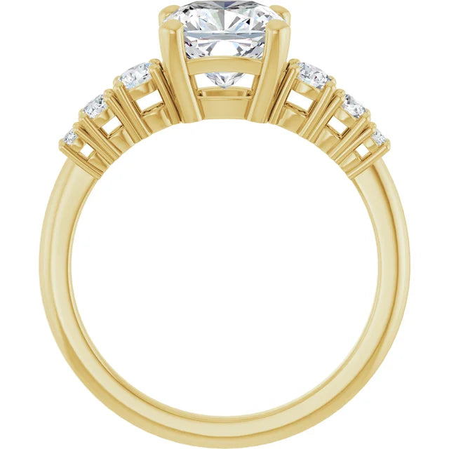 Cushion Multi Stone Accent Style Engagement Ring