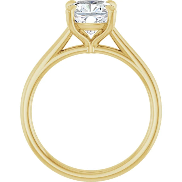 Four Claw Cushion Solitaire Engagement Ring