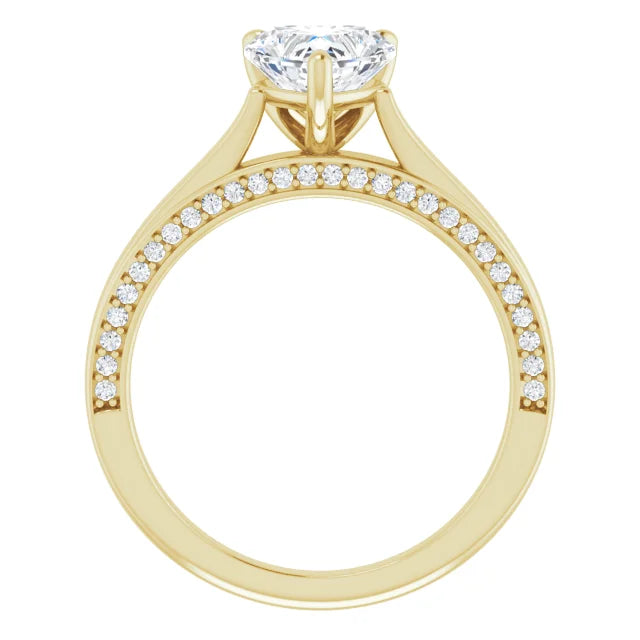 Heart Yellow Gold Solitaire Moissanite Engagement Ring
