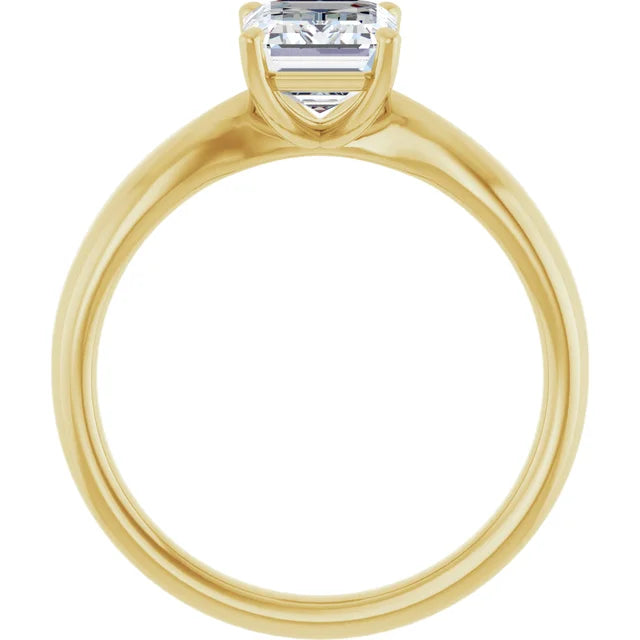 Emerald Yellow Gold Solitaire Moissanite Engagement Ring