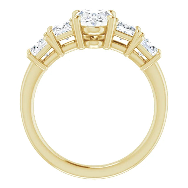 Oval Multi Stone Accent Style Engagement Ring