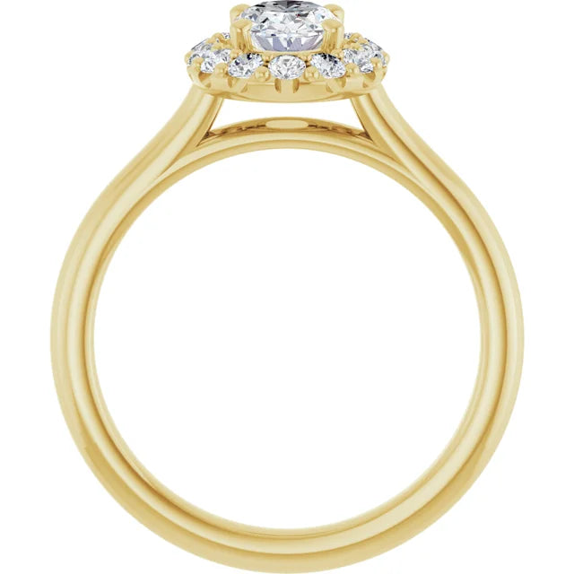 Oval Halo Solitaire Yellow Gold Moissanite Engagement Ring