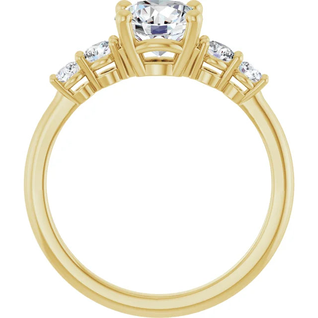 Round Brilliant Multi Stone Accent Style Engagement Ring