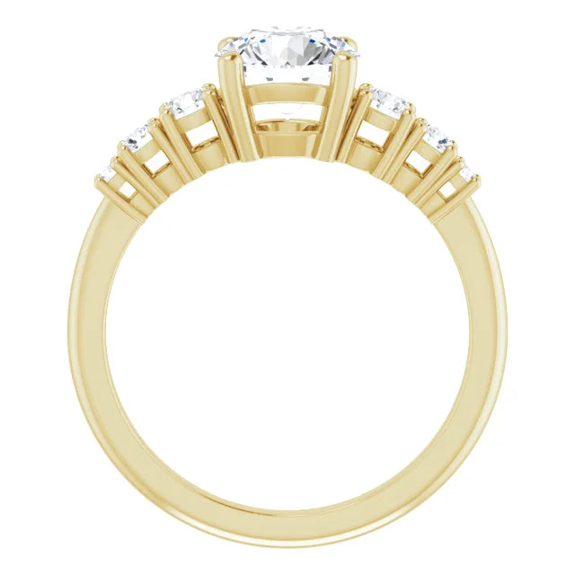 Round Brilliant Multi Stone Accent Style Engagement Ring
