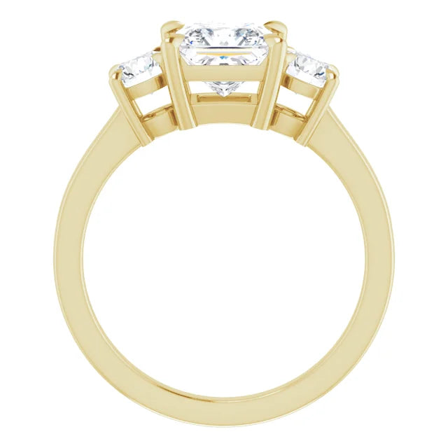 Princess Yellow Gold Tri Stone Moissanite Engagement Ring