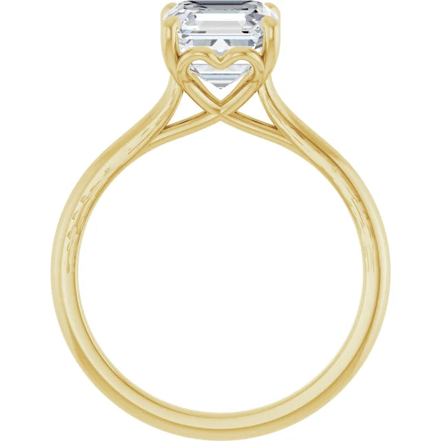 Four Claw Asscher Solitaire Engagement Ring