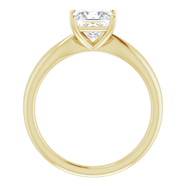 Princess Yellow Gold Solitaire Moissanite Engagement Ring