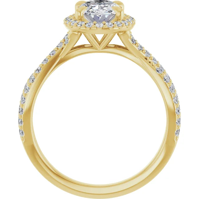 Oval Twist Halo Style Engagement Ring