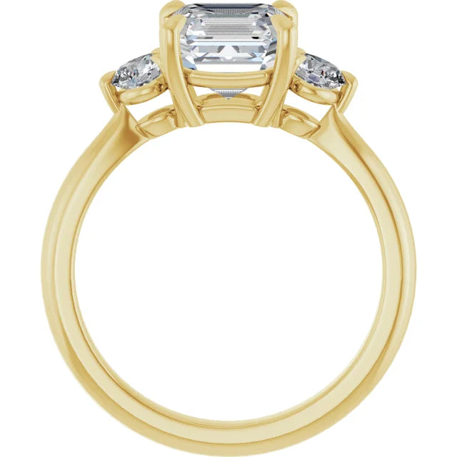 Asscher Accent Engagement Ring