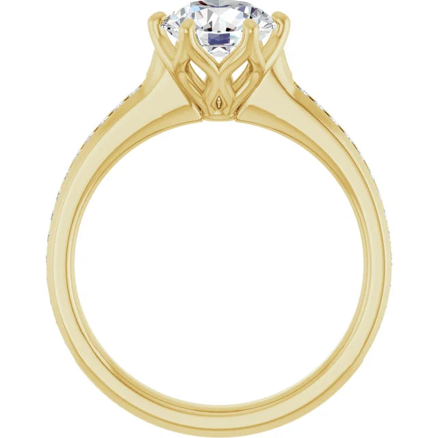 Round Brilliant Six Claw Channel Set Style Engagement Ring