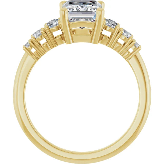 Emerald Multi Stone Accent Style Engagement Ring