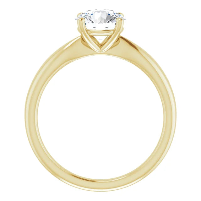 Round Brilliant Yellow Gold Solitaire Moissanite Engagement Ring