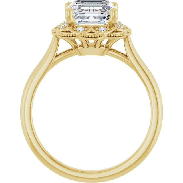 Asscher Antique Inspired Design Engagement Ring