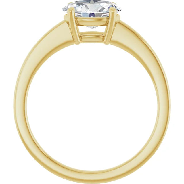Oval Yellow Gold Solitaire Moissanite Engagement Ring