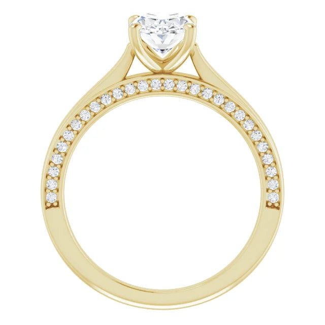 Oval Yellow Gold Solitaire Moissanite Engagement Ring