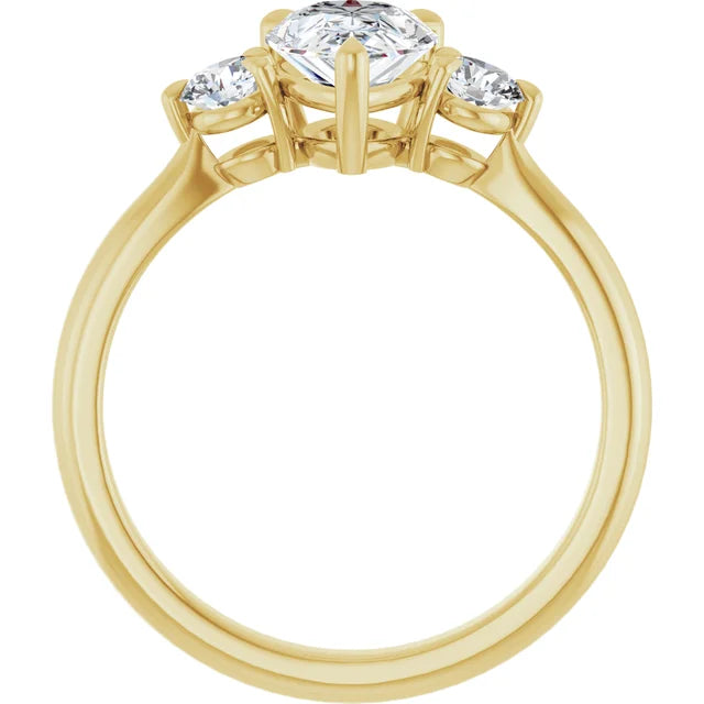 Pear Yellow Gold Tri Stone Moissanite Engagement Ring