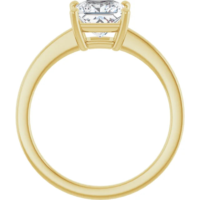 Princess Yellow Gold Solitaire Moissanite Engagement Ring