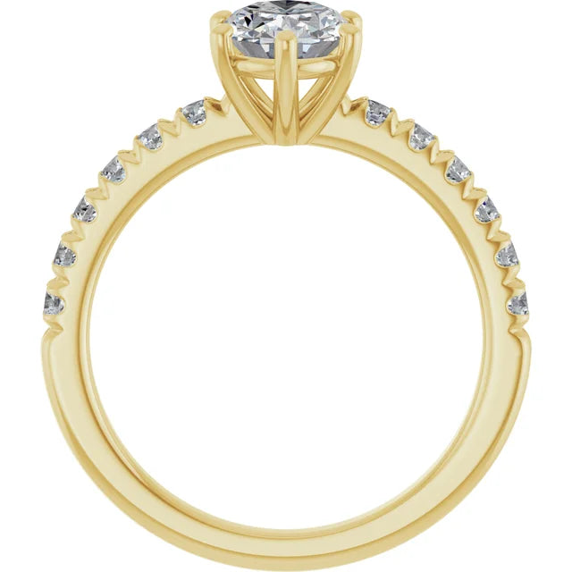 Oval Six Claw Set Style Engagement Ring