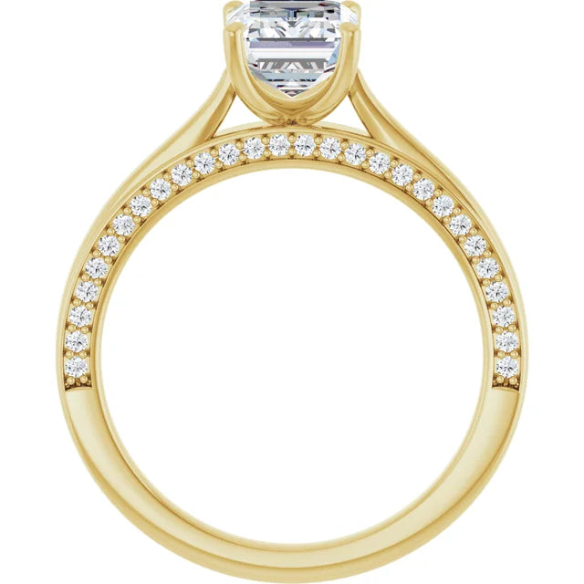 Emerald Yellow Gold Solitaire Moissanite Engagement Ring