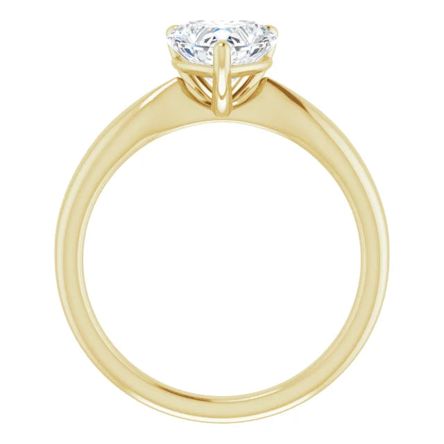 Heart Yellow Gold Solitaire Moissanite Engagement Ring