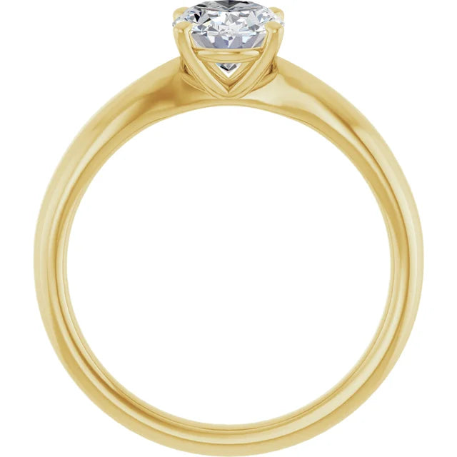 Oval Yellow Gold Solitaire Moissanite Engagement Ring
