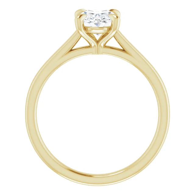Four Claw Oval Solitaire Engagement Ring