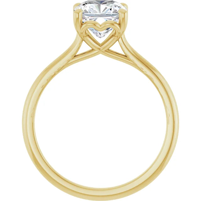 Cushion Yellow Gold Four Claw Solitaire Moissanite Engagement Ring