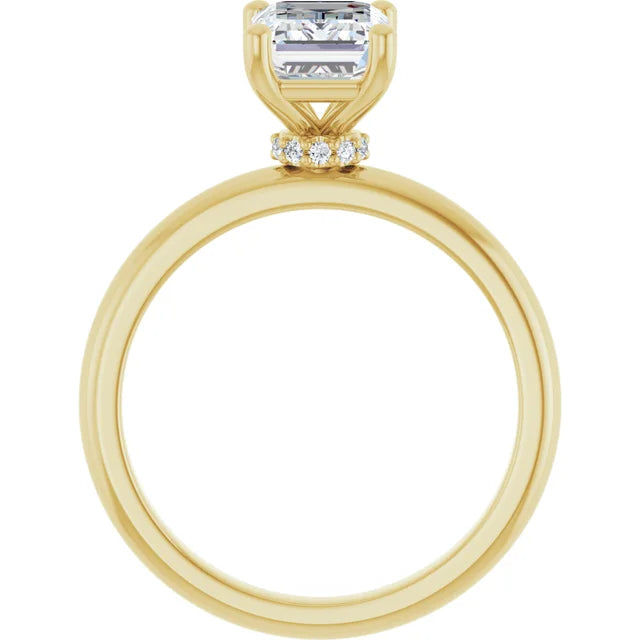 Emerald Low Hidden Halo Solitaire Engagement Ring