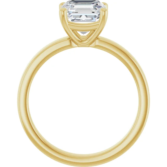 Asscher Wide Band Solitaire Engagement Ring