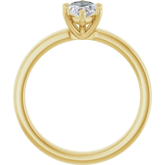 Marquise Yellow Gold Wide Band Solitaire Moissanite Engagement Ring
