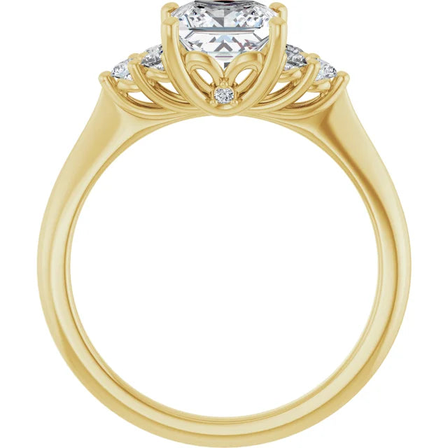 Princess Yellow Gold Accent Style Moissanite Engagement Ring