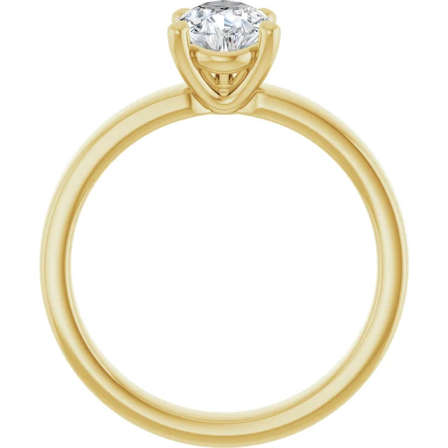 Pear Yellow Gold Wide Band Solitaire Moissanite Engagement Ring