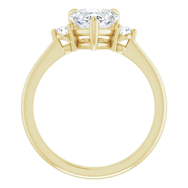Heart Yellow Gold Accent Moissanite Engagement Ring