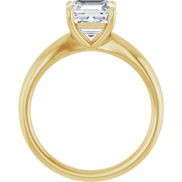 Asscher Yellow Gold Solitaire Moissanite Engagement Ring