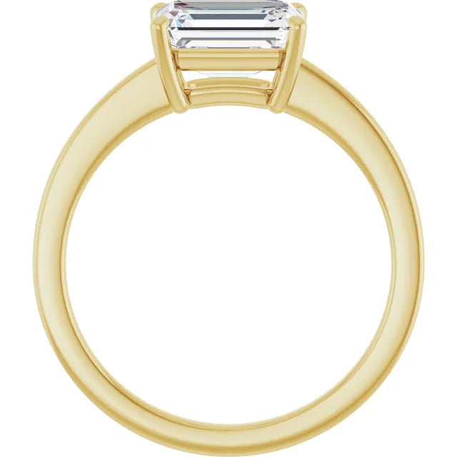 Emerald Yellow Gold Solitaire Moissanite Engagement Ring