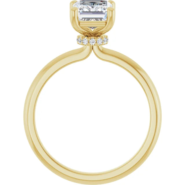 Emerald Yellow Gold Solitaire Moissanite Engagement Ring